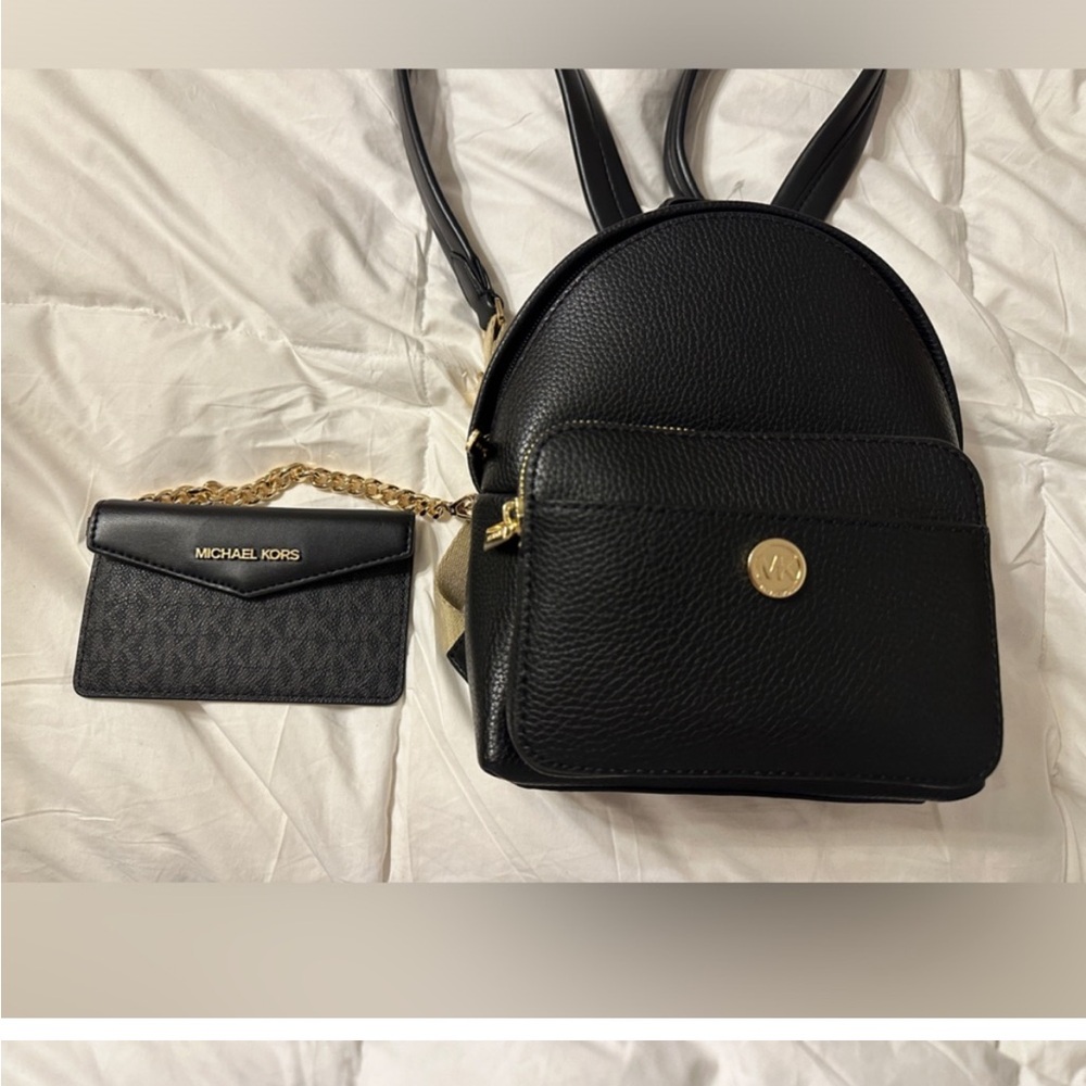 Michael Kors Black Backpack with Card Holder